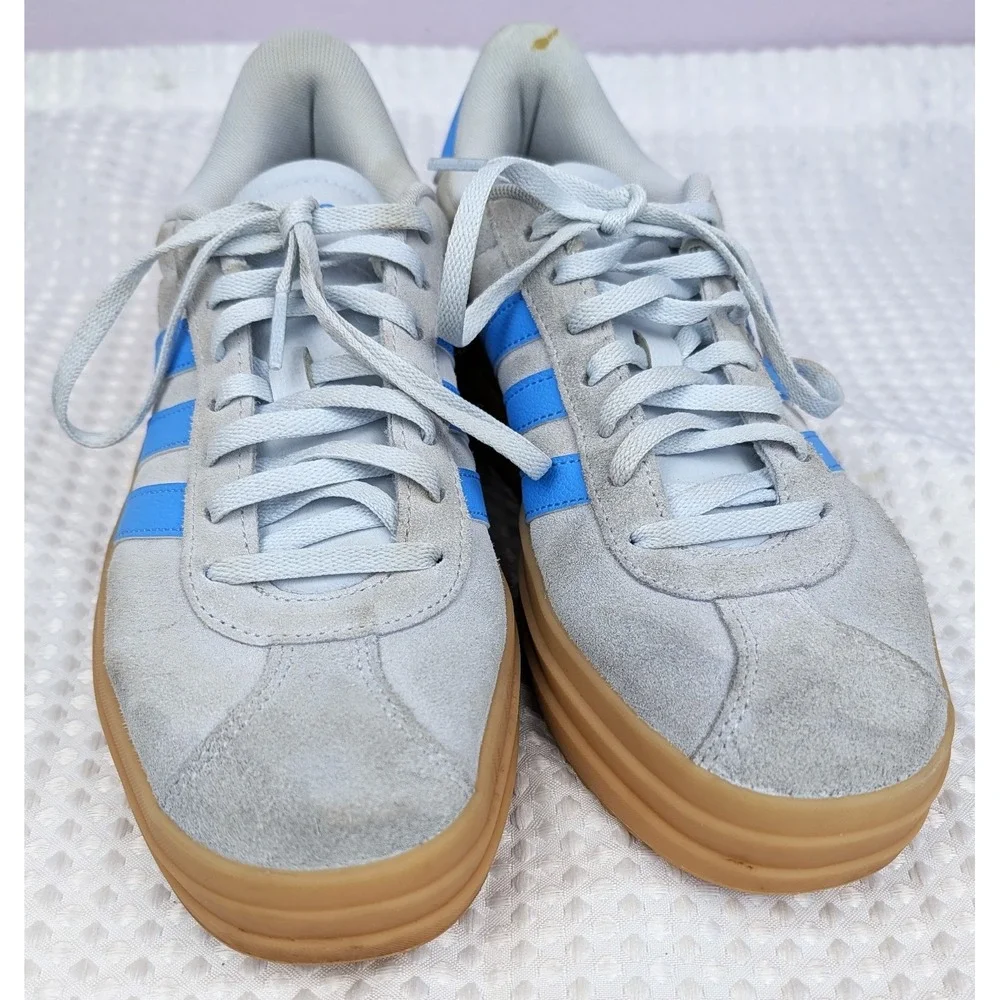 Adidas Womens VL Court Bold IH2310 Blue Gray Casual Sneakers Size 8 Platform